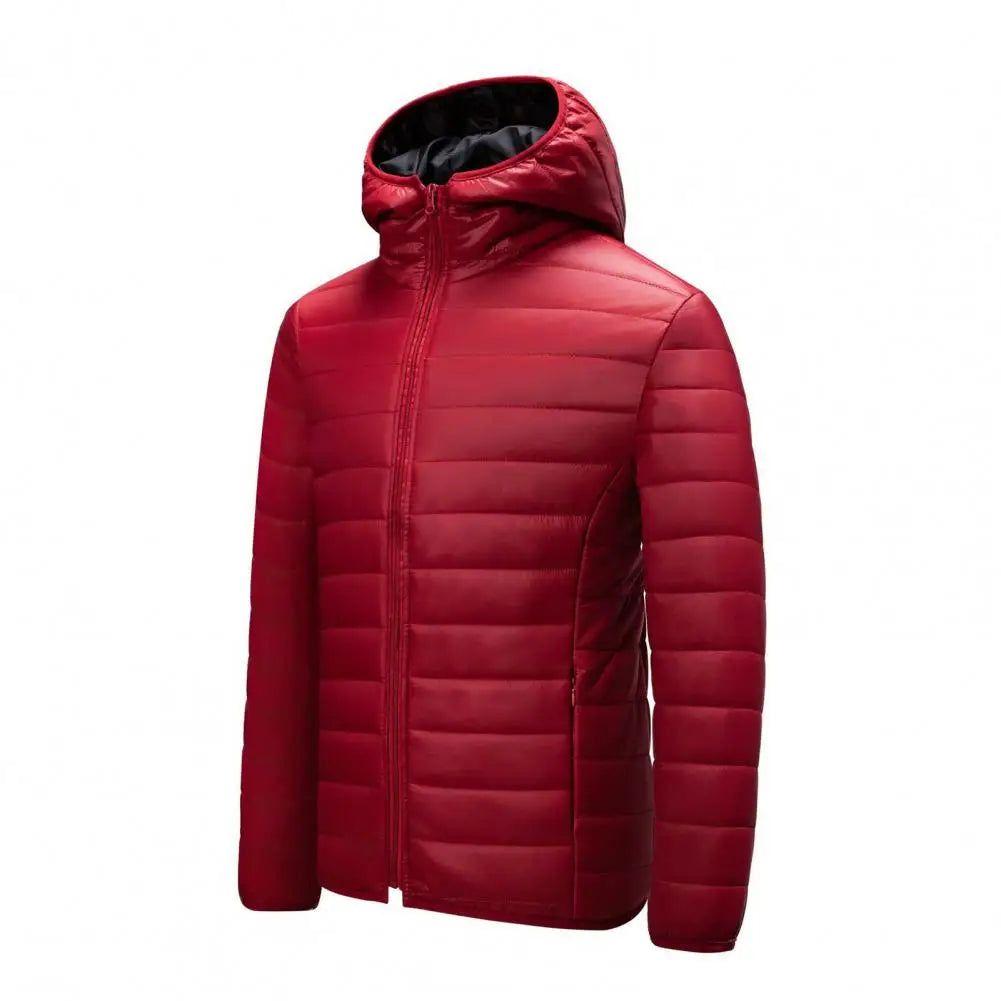 Winter Men Coat Hooded Cotton Padded Warm Windproof Parka Cotton-padded Zipper Closure Lightweight Male Down Coat Sports Clothes