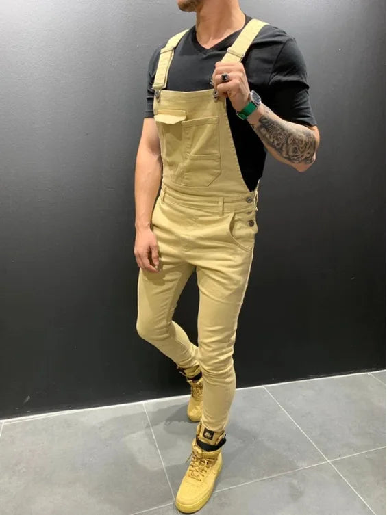 Women Jeans Rompers Washing Ankle Length Overalls Pencil Pants One Piece High Street Pockets Spliced Solid Slight Strech