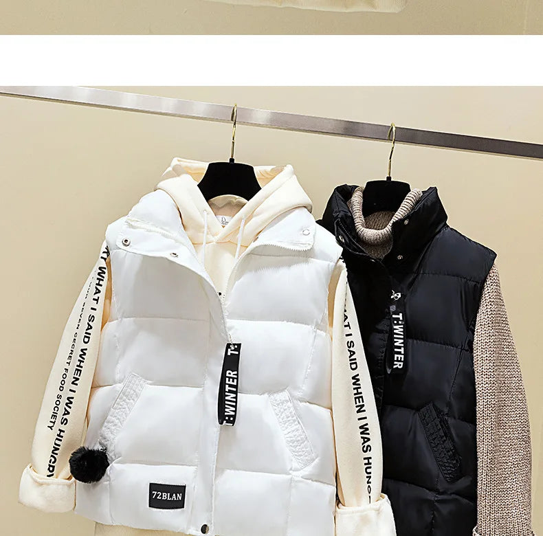 Woman Cotton Vest Winter Korean Style Buttons Zipper Solid Color High Neck Fashion woman's Vest Dropshipping Sale LDY002