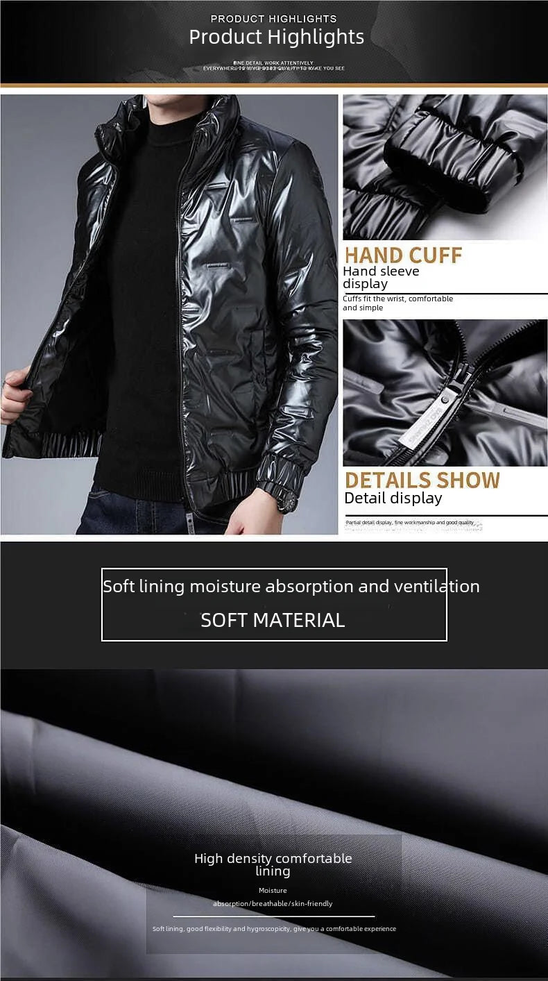 Trendy Men's Cropped Winter Jacket Lightweight Down Cotton Stand Collar Warm Casual Style Korean Version Thickened For Parkas