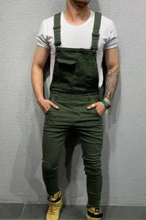 Women Jeans Rompers Washing Ankle Length Overalls Pencil Pants One Piece High Street Pockets Spliced Solid Slight Strech