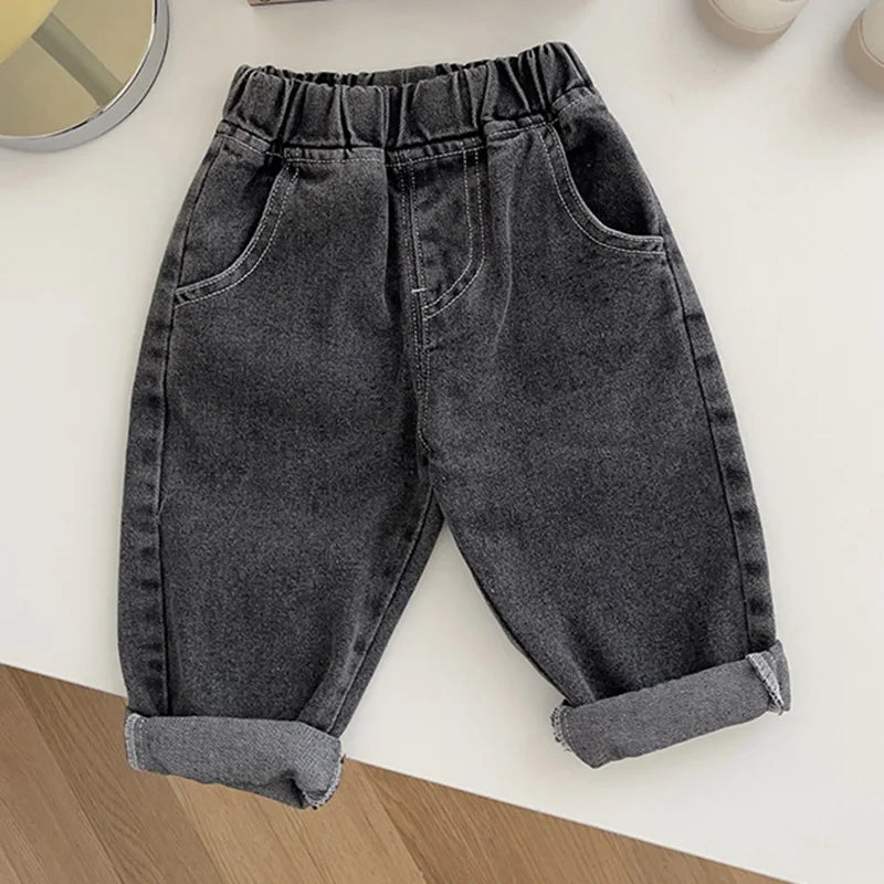 0-5 Years Autumn Kids Jeans Casual Solid Baby Boys Denim Pants Soft Girls Fashion Trousers Matching Corduroy Pants