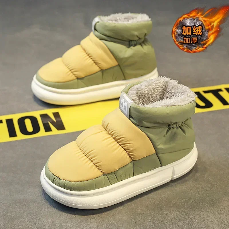 Bottes de neige pour hommes et femmes, chaussures d'hiver confortables et épaisses en coton, imperméables et antidérapantes, chaussures plates décontractées pour l'extérieur