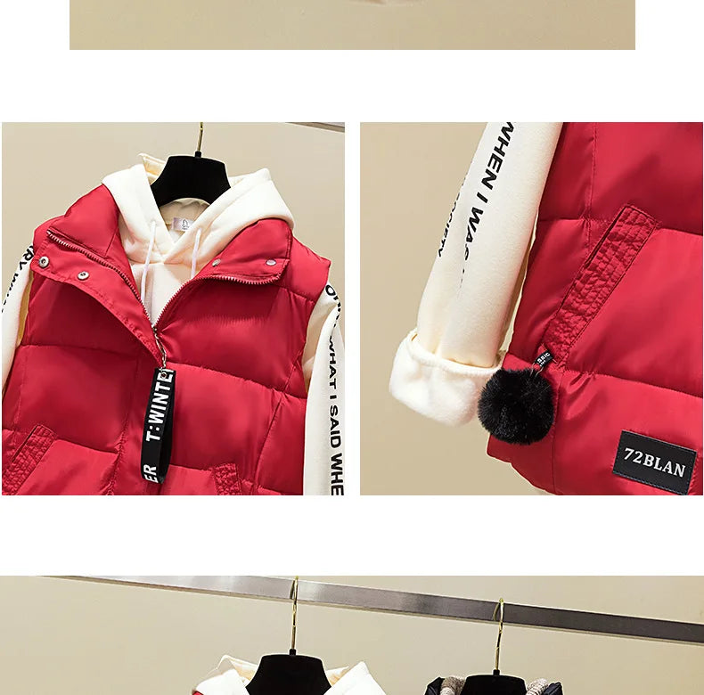 Woman Cotton Vest Winter Korean Style Buttons Zipper Solid Color High Neck Fashion woman's Vest Dropshipping Sale LDY002