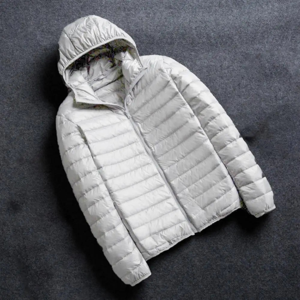 Hooded Plus Size Down Cotton Jacket For Men Ultra Lightweight Hood Olid Color Thin Cotton Padded Winter Coat Warm Men Overcoat