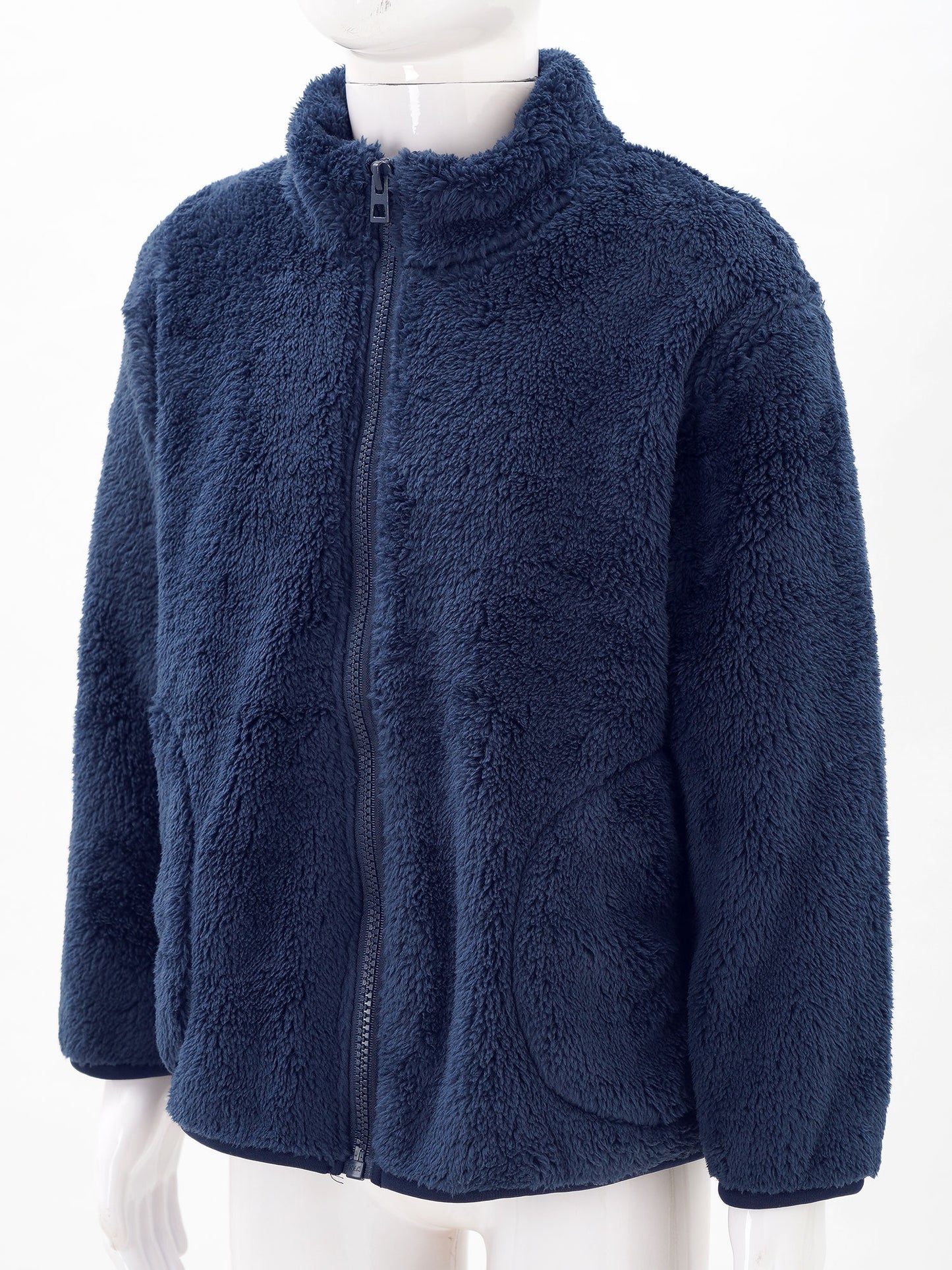 2022 Autumn Winter Girls Boys Casual Soft Warm Long Sleeve Coat Baby Kids Children Fleece Jacket Plush Zipper Closure Outerwear