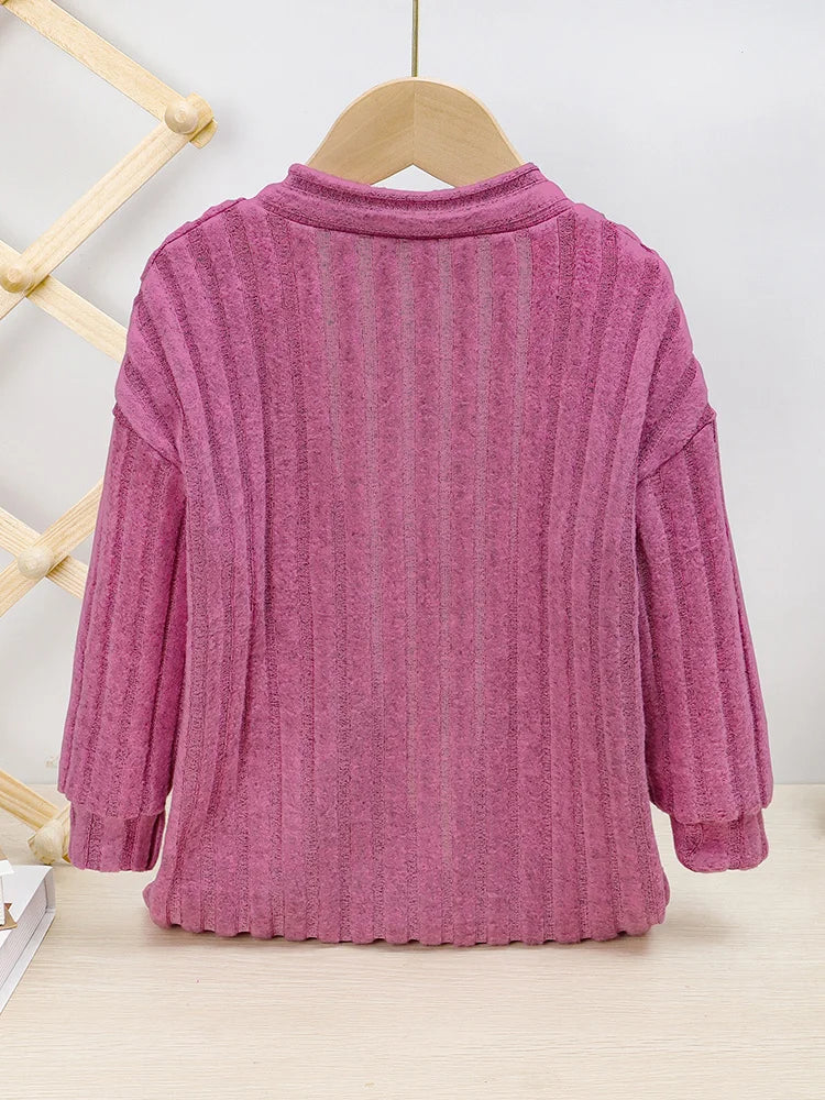 Girls Solid Color Casual Outing Knitted Cardigan Children's Spring and Autumn Simple Versatile Jacket