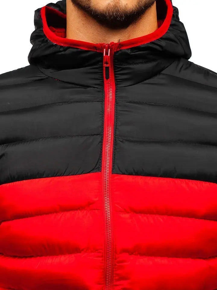 Autumn Winter Parkas Casual Male Patchwork Zip Up Long Sleeve Hooded Cotton Pad Coats Outwear BSD-M-07