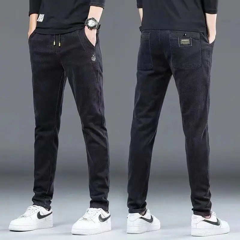 2024 New Korean Fashion Summer Thin Loose Jeans Mens Drawstring Pants Golf Joggings Jeans Man Japanese Streetwear Harem Trousers