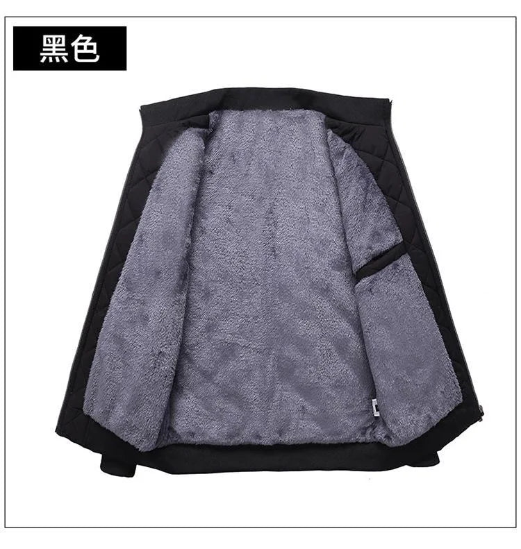 2025 Men's Thick Warm Bomber Jacket Coats Autumn Winter Fleece Lined Casual Jacket for Men Slim Fit Winter Clothing Parkas 5XL