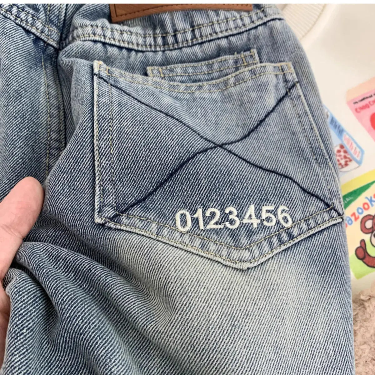 New Boys' All in One Fleece Jeans Autumn and Winter Children's Stylish Warm Pants Kids Handsome Elastic Trousers