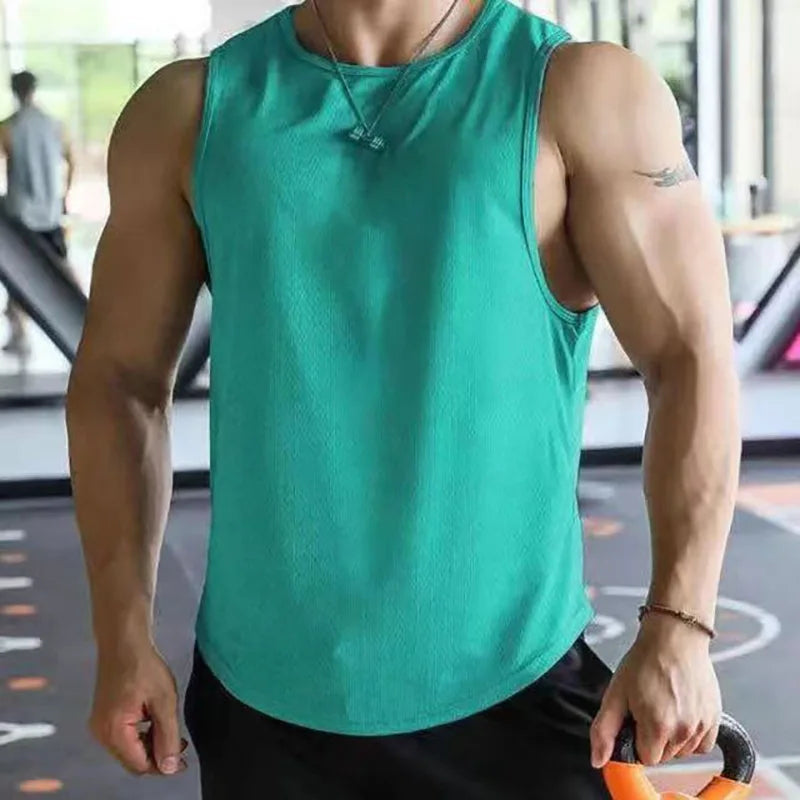 13 Color Men Vests Summer Male O-Neck Sleeveless Solid Breathable Loose Tank Tops QDH-BX1
