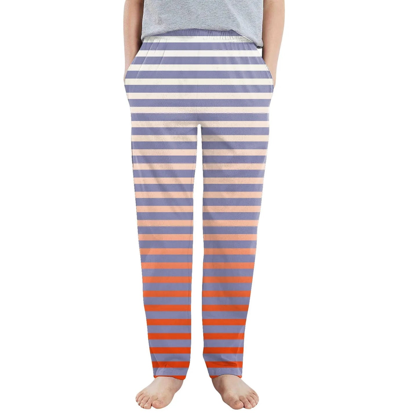 Pantalones de pijama con estampado de rayas elegantes para niños y niñas, pantalones de dormir casuales, sueltos y cómodos con bolsillos, pijamas para niños.