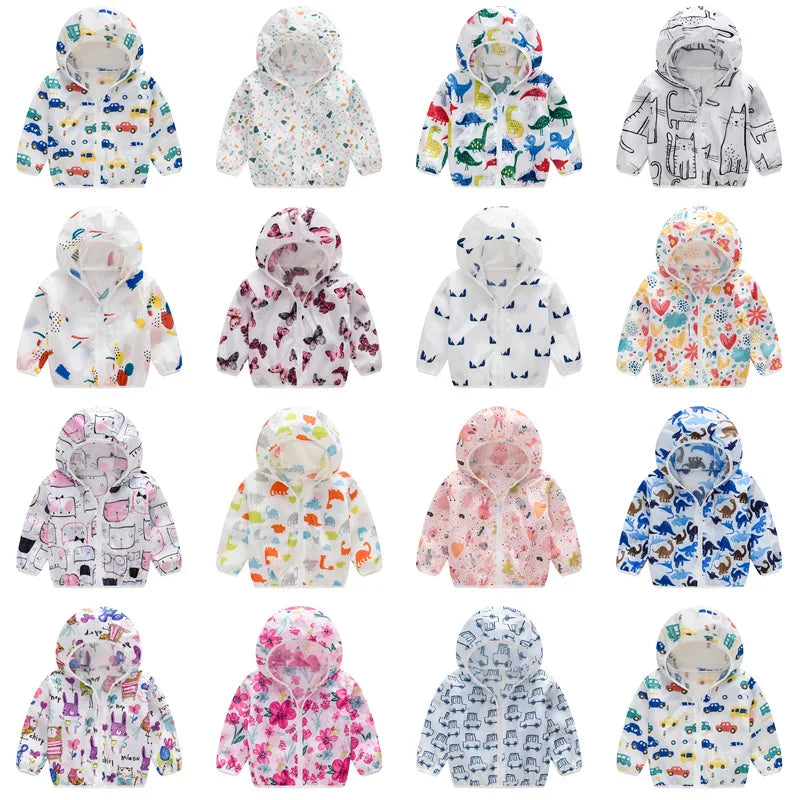 New Boys Sun Protective Jacket Thin Style Spring Summer Little Princess Coat Hooded Zipper Baby Outerwear Children's Clothing