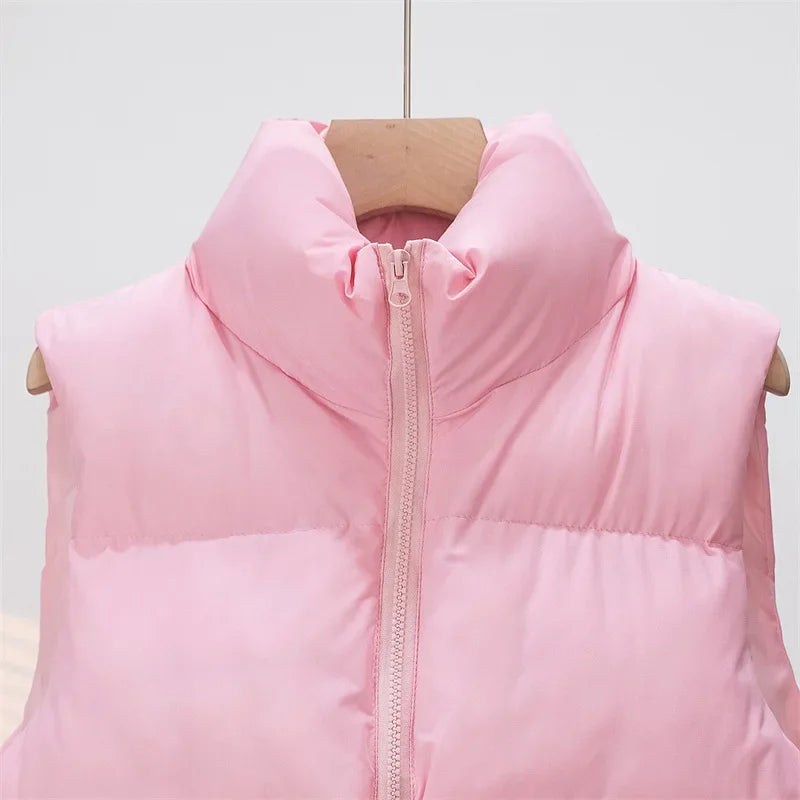 Warm Parkas Women Single Breasted Coats Autumn Winter Vest Coat Khaki High Waist Casual Vests Elegant Y2k Jackets Thick