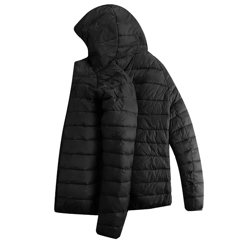 2023 NWE Men Winter Warm USB Heating Jackets Smart Thermostat Pure Color Hooded Heated Clothing Waterproof Warm Jackets