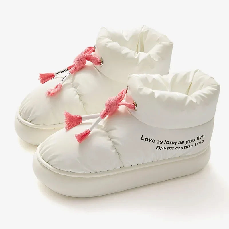 Bottes de neige chaudes et imperméables pour femmes, chaussures de sport d'hiver en coton, confortables, semelles épaisses, doublure en peluche, chaussures rembourrées en coton