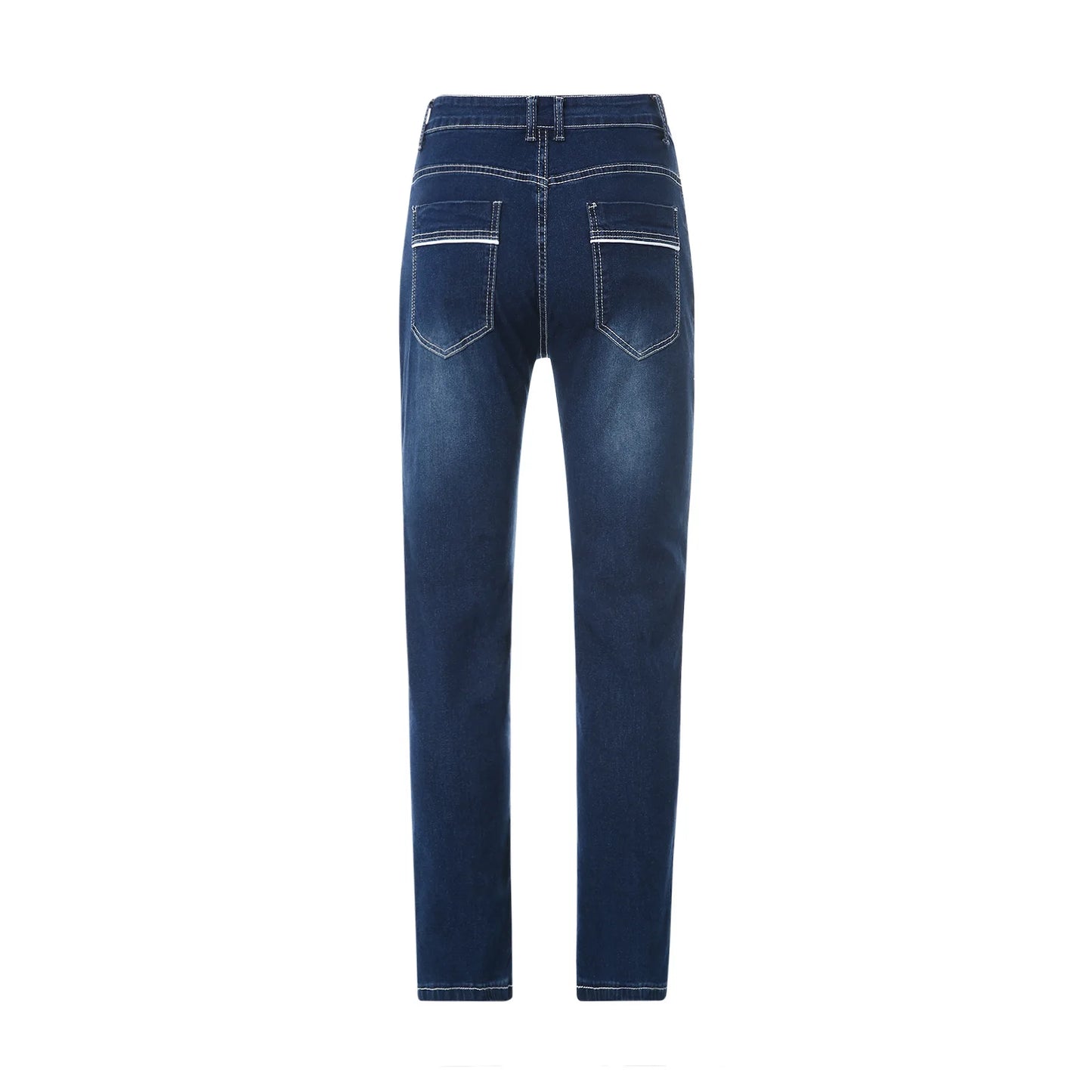 Vintage Men Jean Denim Pants Washed Pockets Mid Waist Zipper Fly Loose Fit Punk Style Distressed Ankle Length Straight Jeans
