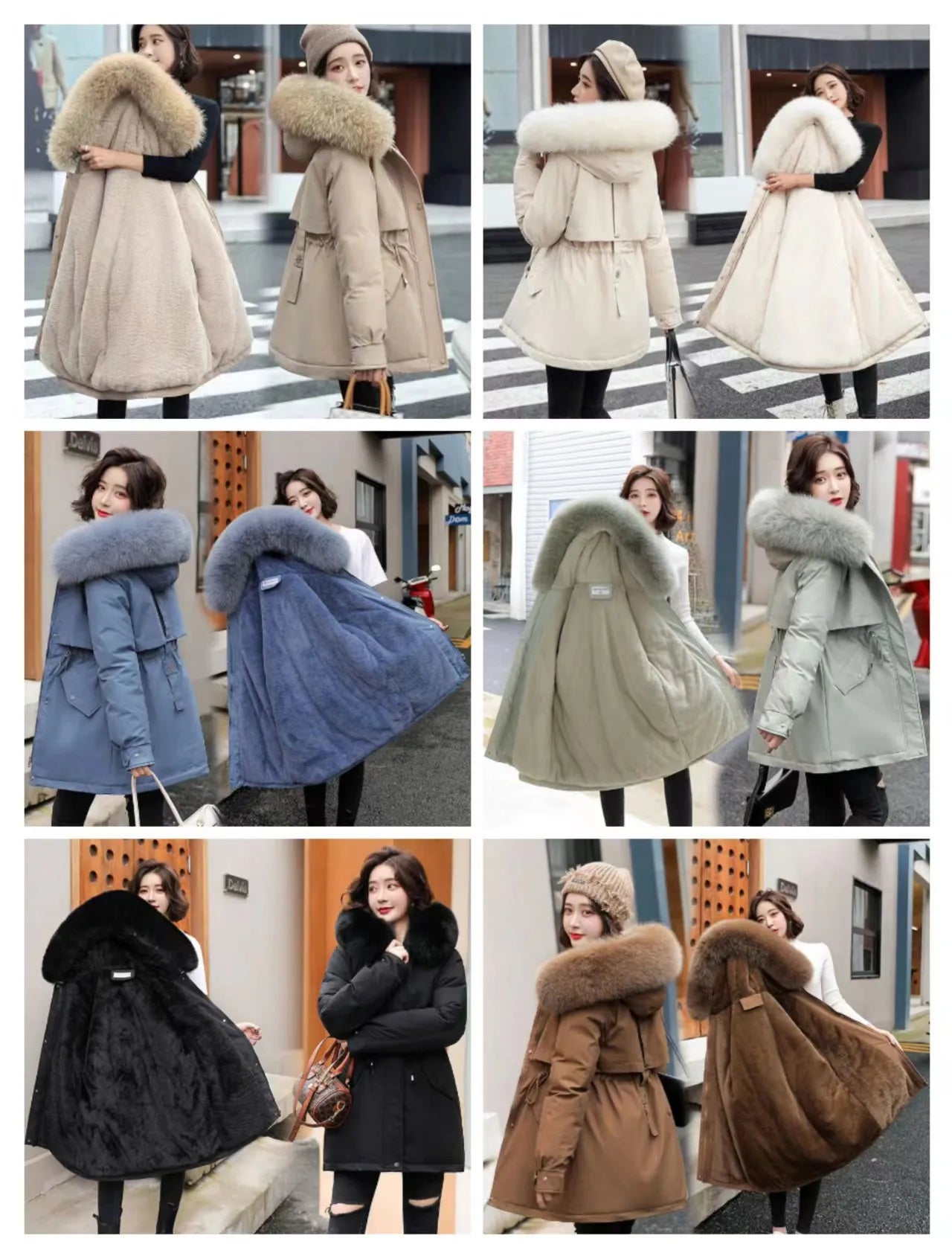 Spring Parkas Women Coats Mid Length Coat Thick Warm Hooded Drawstring Jackets Splice Zipper Tight Waist Jacket Autumn Winter