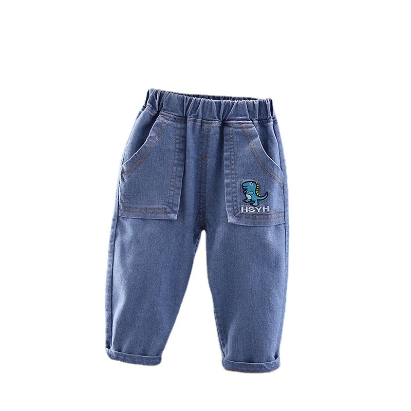 New Hot Baby Boys Girls Jeans Pants Children Trousers Boys Girls Jeans Boys Casual Pants Cartoon Jeans Kids 1 2 3 4 YEARS