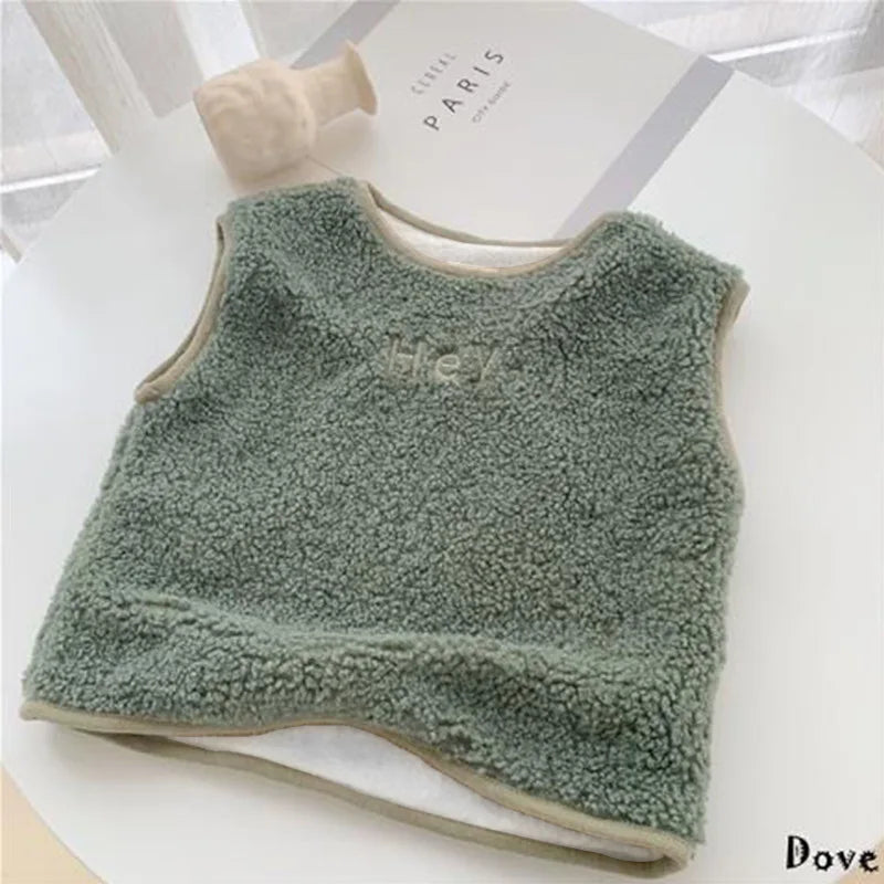 Vests & Waistcoats Girls Boys Polar Fleece Jacket Outer Wear Casual Simple Letter Embroidered Jacket Autumn Winter Children's