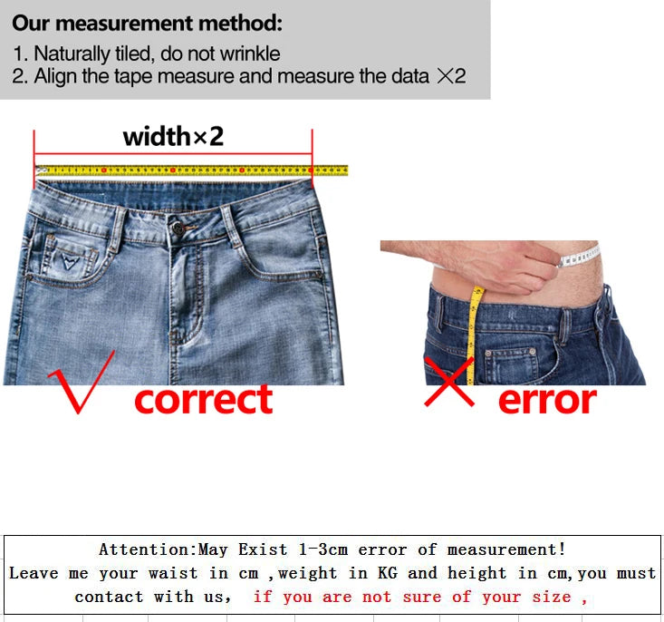 Spring Summer Business Jeans Men Light Blue Casual Straight Stretch Fashion Classic Work Denim Trousers Brand Clothing
