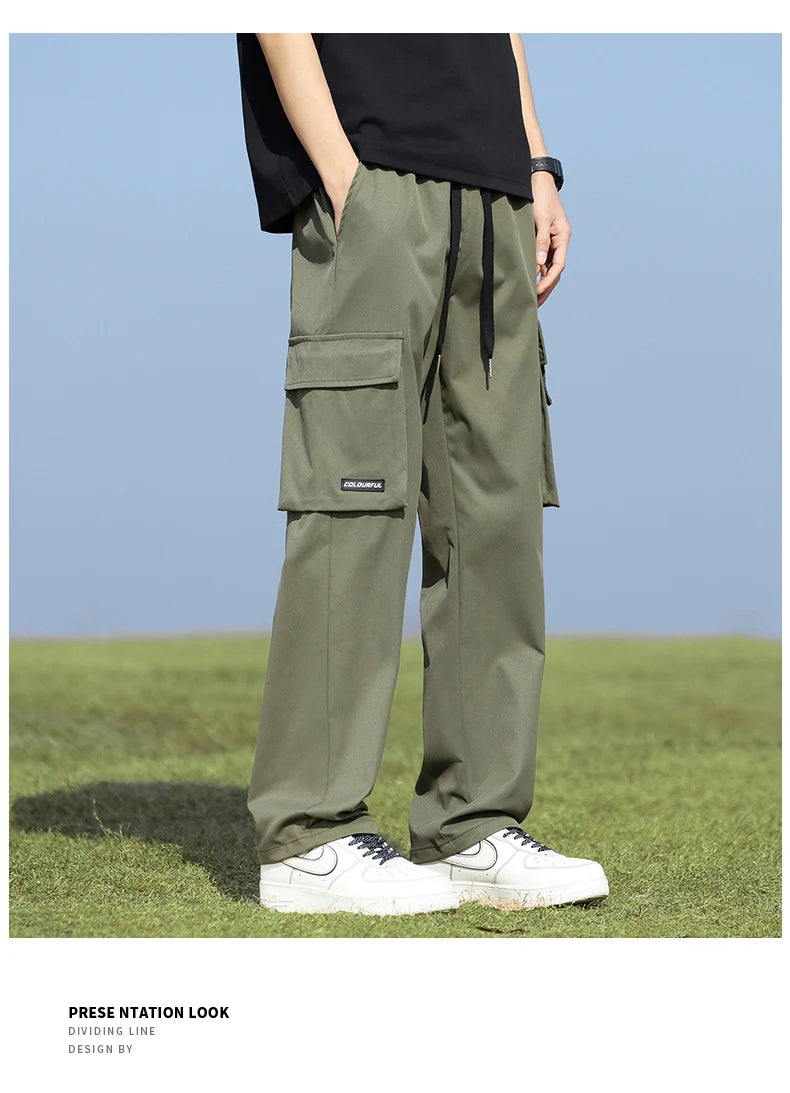 Youth Fashion Trend High-quality Outdoor Sports Leisure Workwear Long Pants Comfortable Breathable Leg Tied Straight Leg Pants