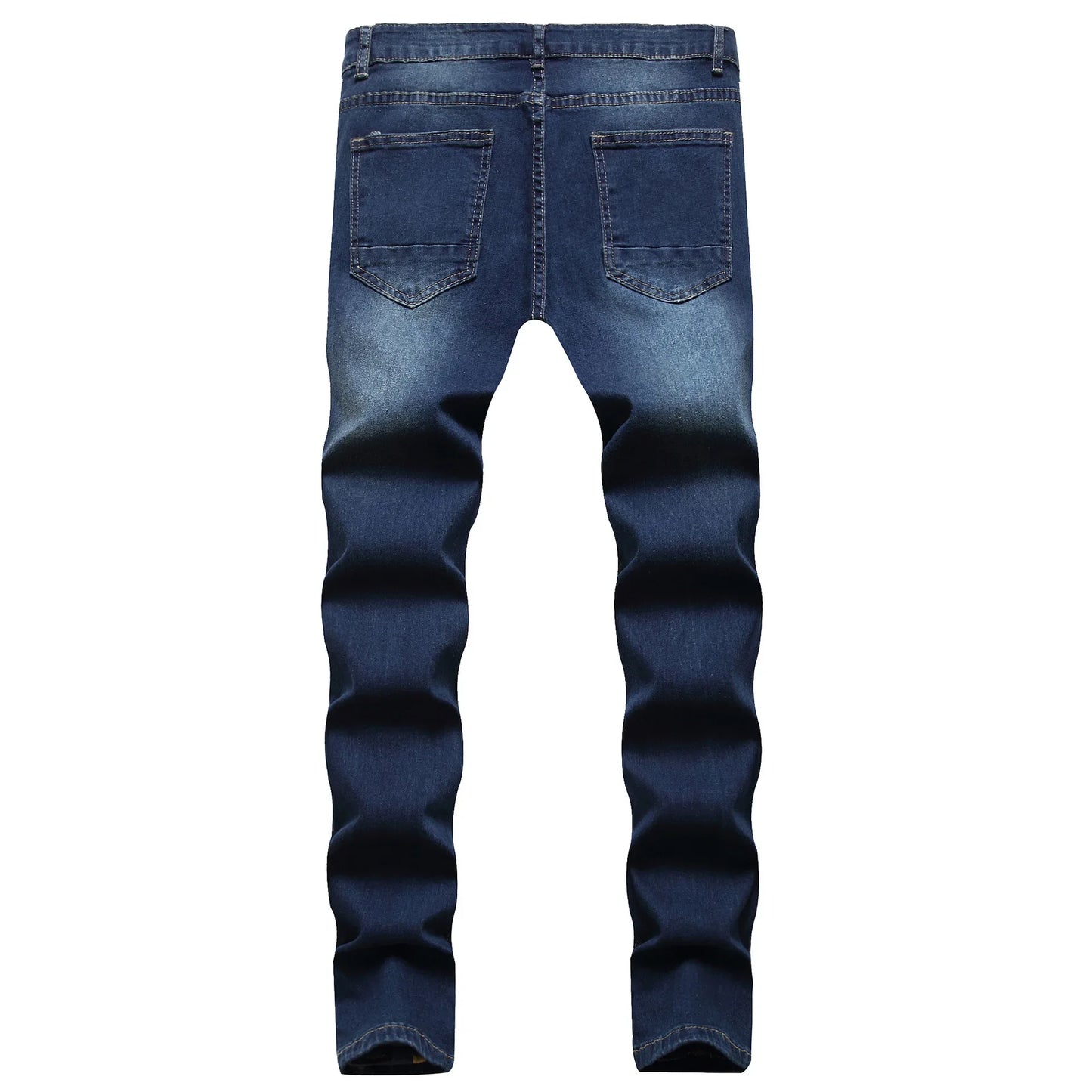 Jeans Men Hole Distressed Pencil Pants Slim Fit Vintage Zipper Fly Pockets Solid Colour Washed Denims Ankle Length Trousers 2025