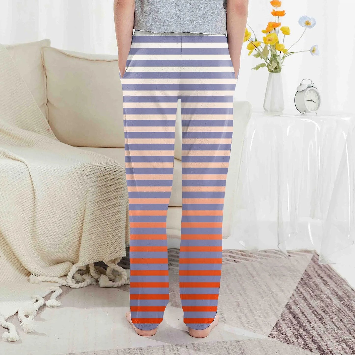 Pantalones de pijama con estampado de rayas elegantes para niños y niñas, pantalones de dormir casuales, sueltos y cómodos con bolsillos, pijamas para niños.