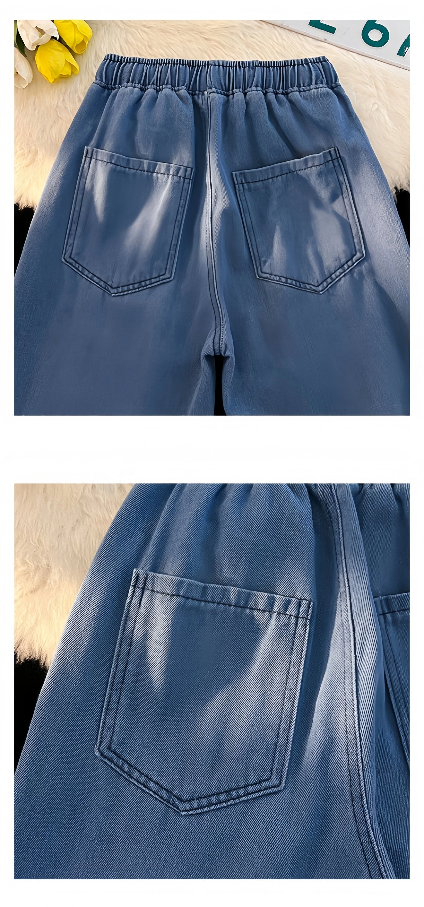 2023 New Spring And Winter Wide-leg Jeans Women Loose Straight Leg All Draped Trousers Students High-waisted Nine-point Pants