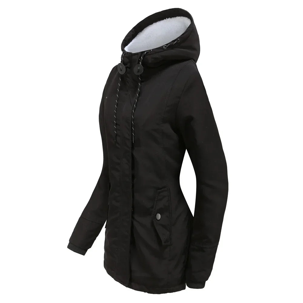 2023 Womens Parker Coat Autumn/winter Cotton-padded Jacket for Women Thickened Jacket Womens Casual Hooded Coat