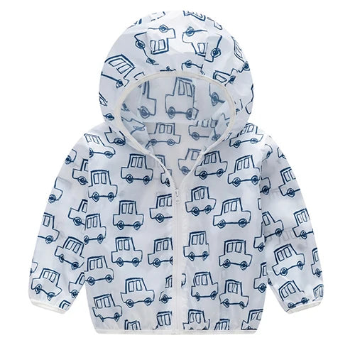 New Boys Sun Protective Jacket Thin Style Spring Summer Little Princess Coat Hooded Zipper Baby Outerwear Children's Clothing