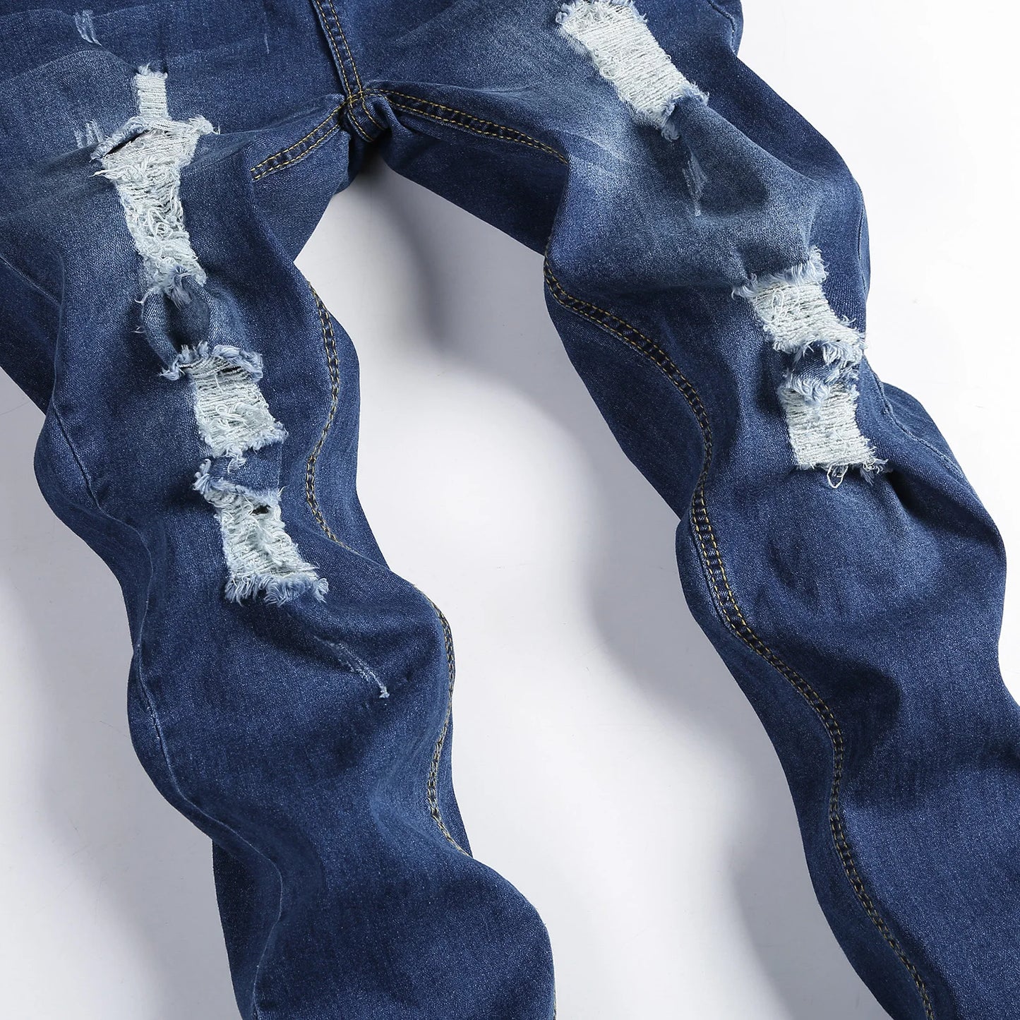 2025 New Fashion Street Style Ripped Skinny Jeans Men Vintage wash Solid Denim Trouser Mens Casual Slim fit pencil denim Pants