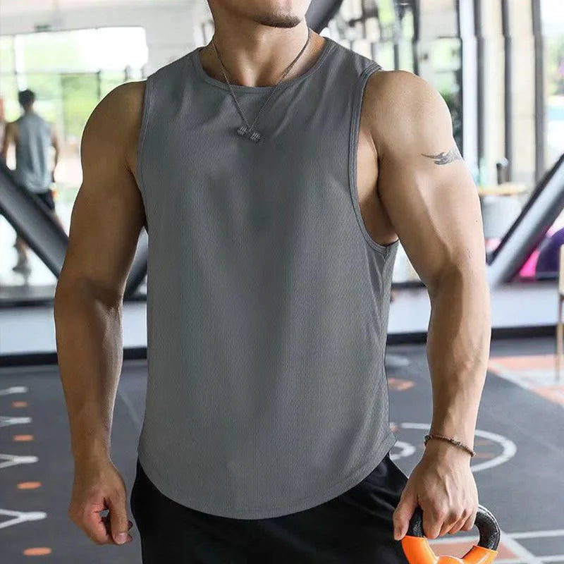 13 Color Men Vests Summer Male O-Neck Sleeveless Solid Breathable Loose Tank Tops QDH-BX1