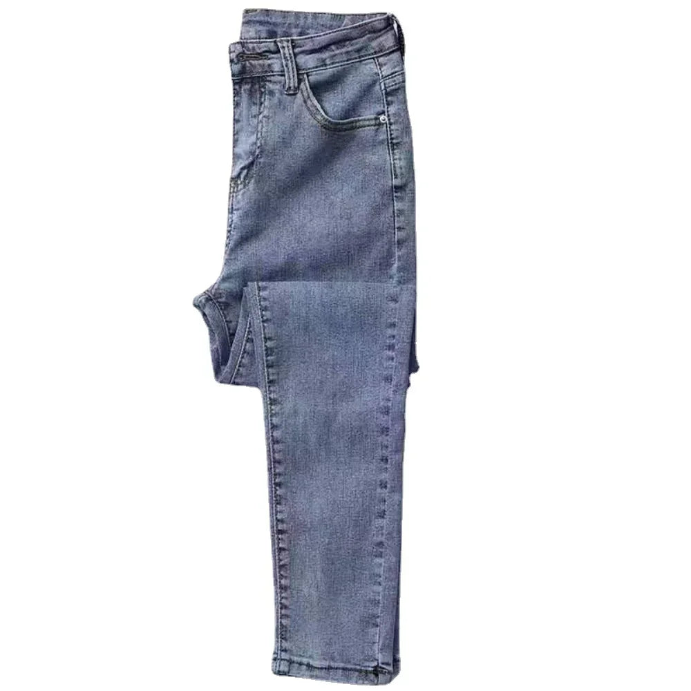 Pantalones vaqueros de cintura alta para mujer, de mezclilla, para primavera y verano, nuevos, ajustados, elásticos y combinables.