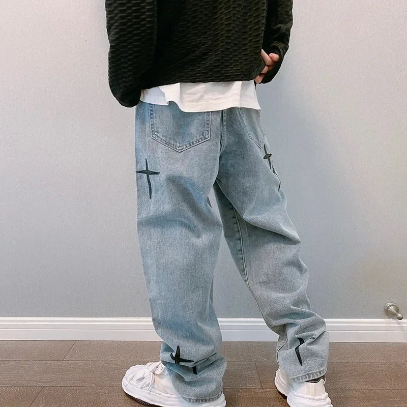 Pantalones cargo de pierna ancha para hombre, ropa de calle, pantalones vaqueros holgados para hombre, pantalones rectos de moda para hombre, ropa de calle para hombre, pantalones cargo, ropa Y2K