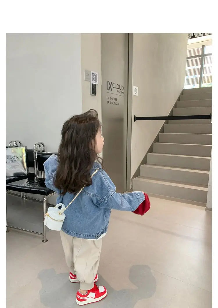 Fashion Kids Denim Jacket For Girls Coat Spring Autumn Children Outerwear Baby Casual Jackets Costume 4-12 Year