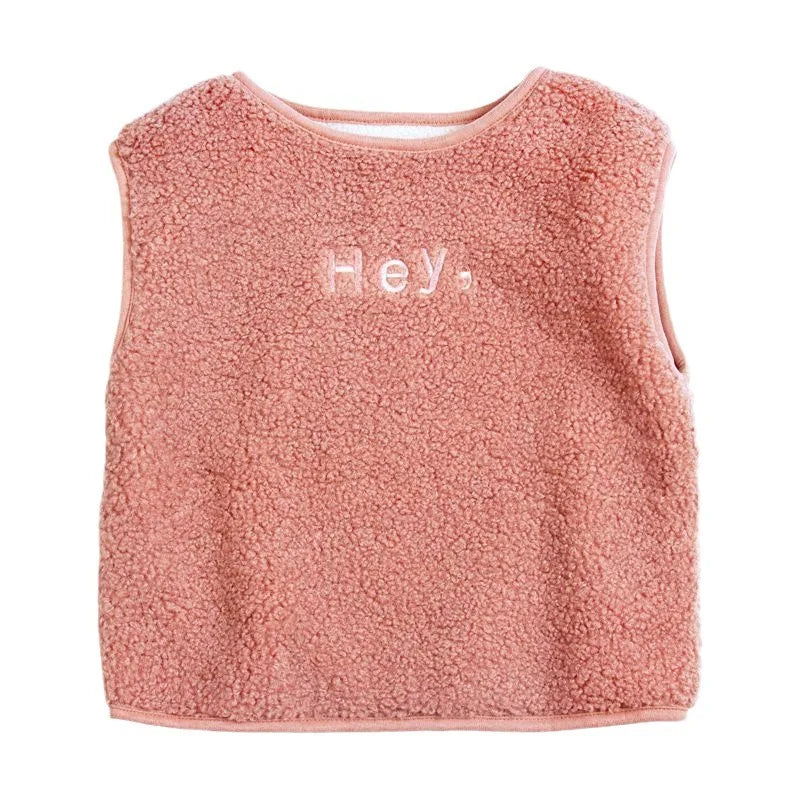 Vests & Waistcoats Girls Boys Polar Fleece Jacket Outer Wear Casual Simple Letter Embroidered Jacket Autumn Winter Children's