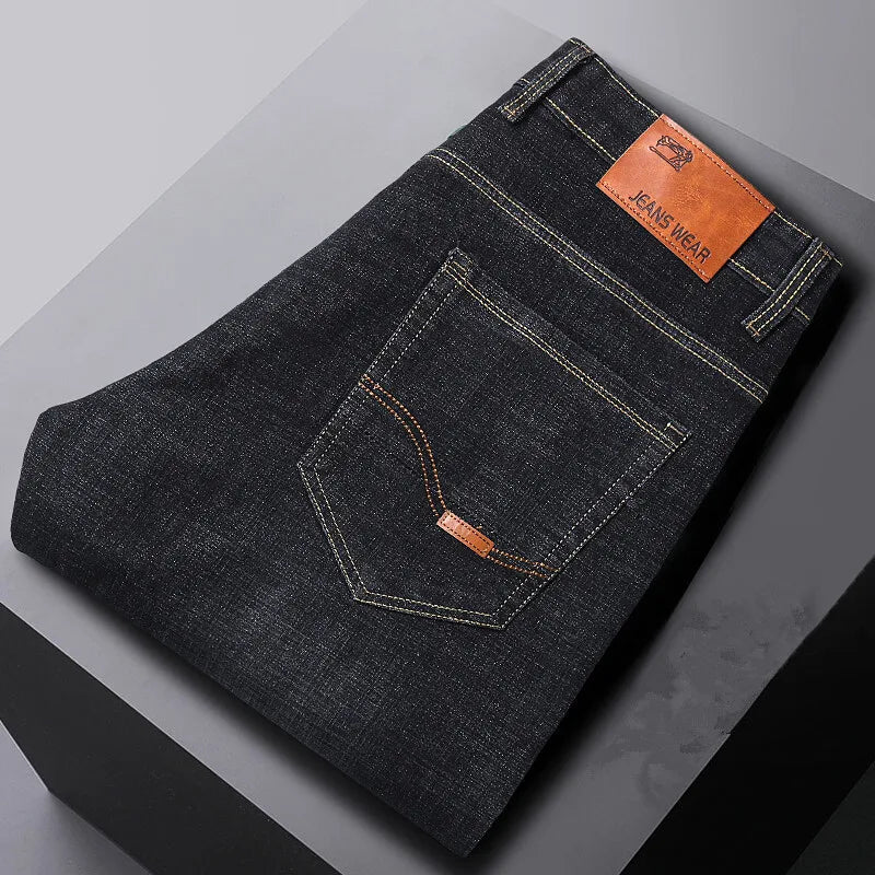 Blue Men's Stretch Jeans, Black Denim Trousers, Fashion Slim Casual Pants Asian Size 28-40