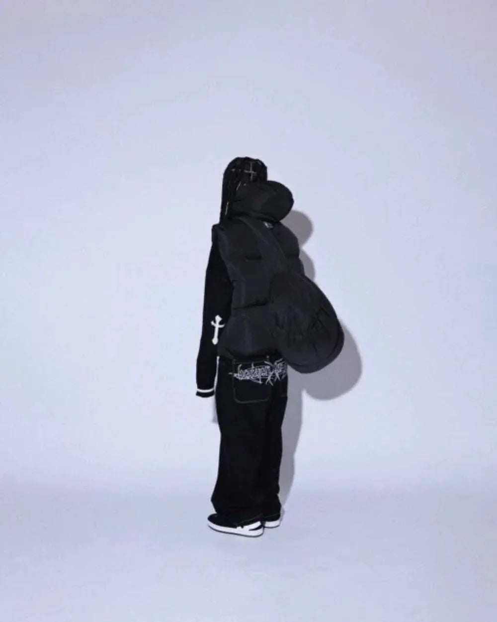 Nuevos vaqueros holgados casuales de pierna ancha para hombre, vaqueros con estampado retro de hip hop, tendencia de moda, vaqueros negros de cintura alta Y2k, ropa para hombre 2023