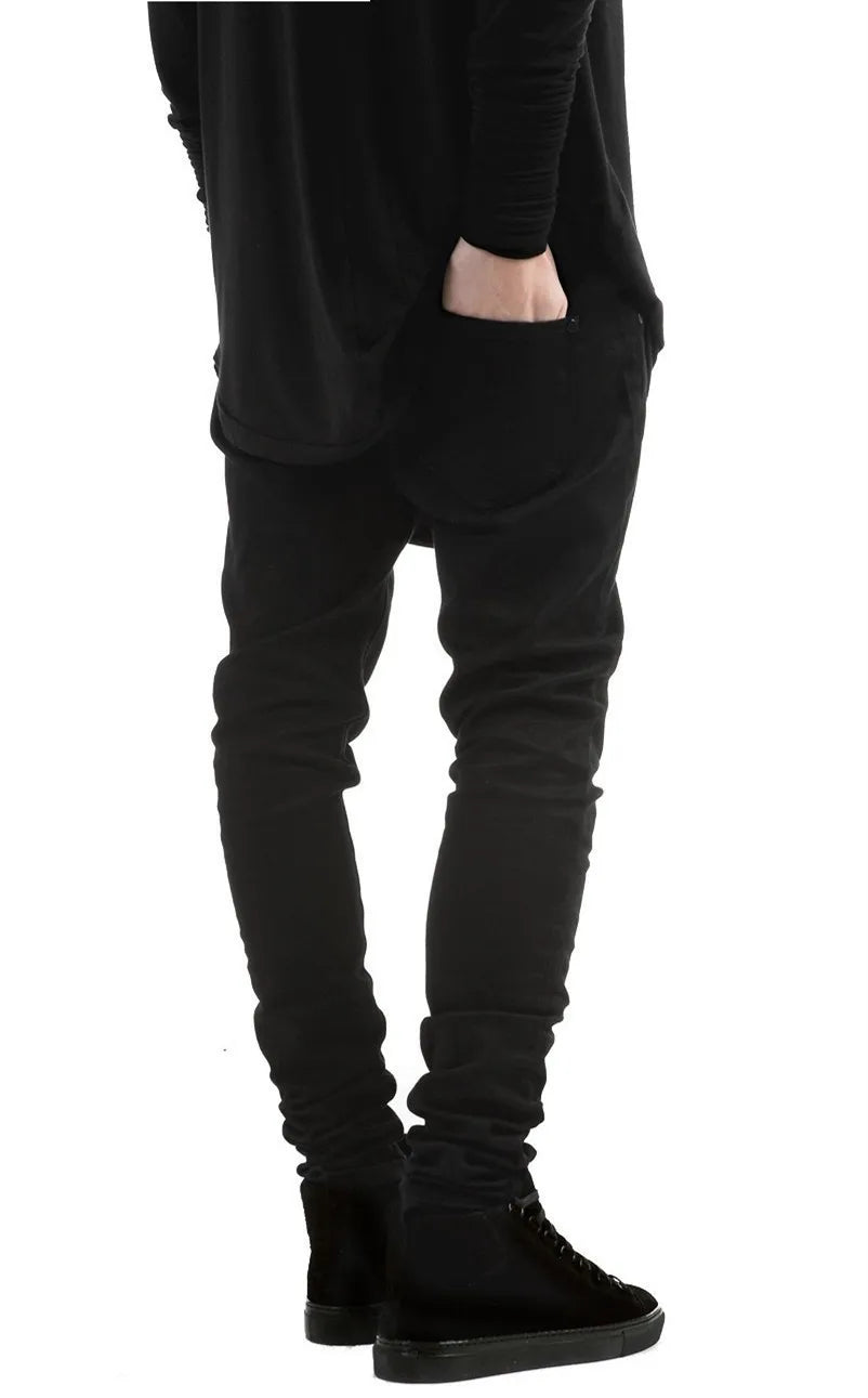 Denim Pencil Ankle Length Pants Men Jean Ripped Washed Zipper Fly Hole Jeans Skinny Solid Pockets High Street Distressed