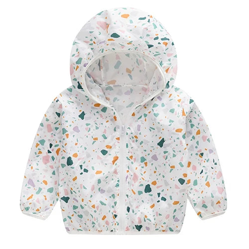 New Boys Sun Protective Jacket Thin Style Spring Summer Little Princess Coat Hooded Zipper Baby Outerwear Children's Clothing