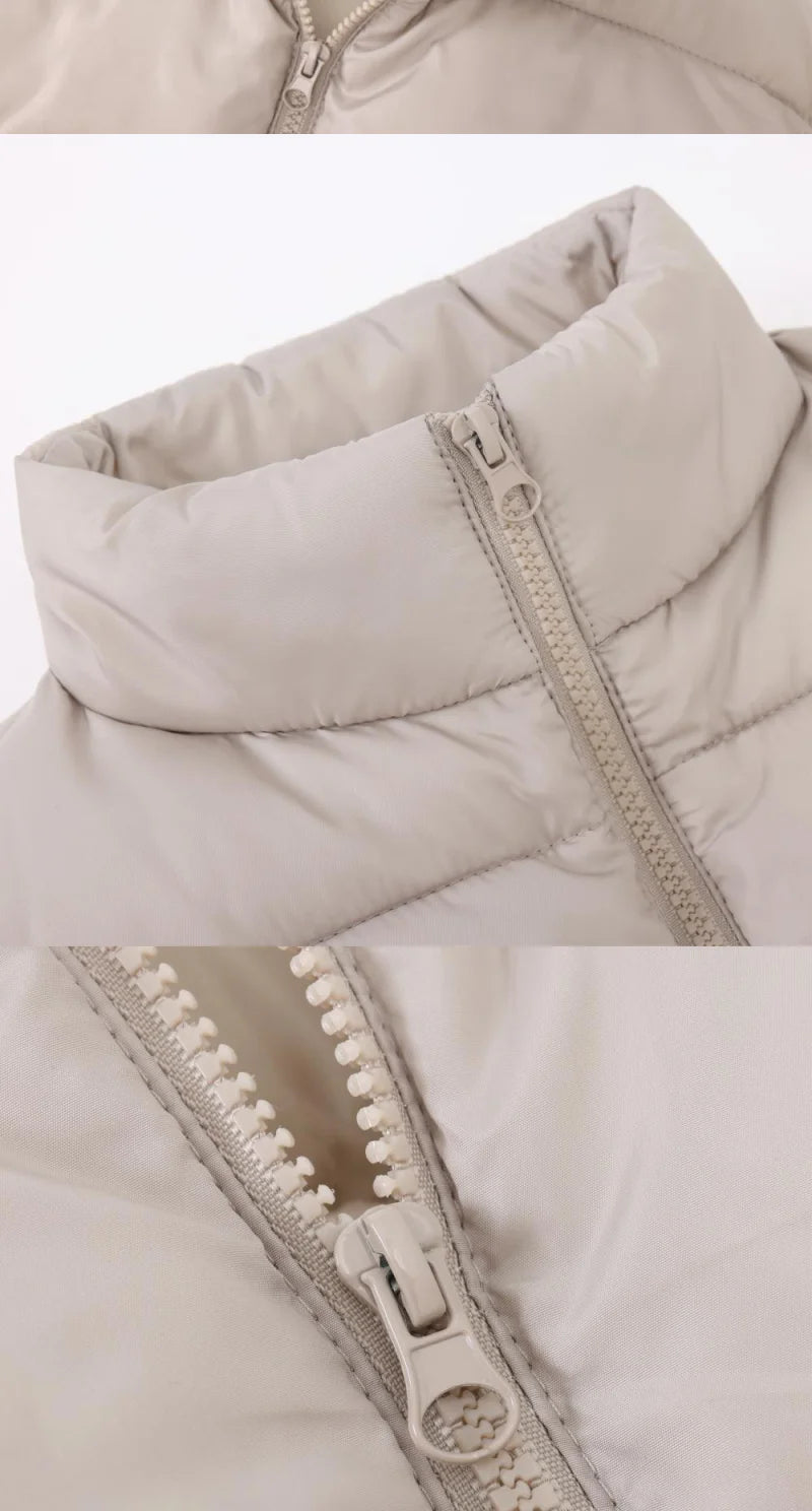 Customized Logo Winter Coat Windproof Vest Thick Stand Up Collar DIY Down Cotton Printing Company Brand Jacket Sleeveless