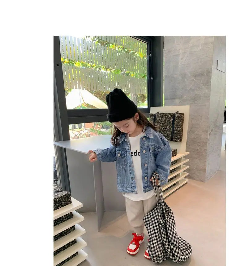 Fashion Kids Denim Jacket For Girls Coat Spring Autumn Children Outerwear Baby Casual Jackets Costume 4-12 Year