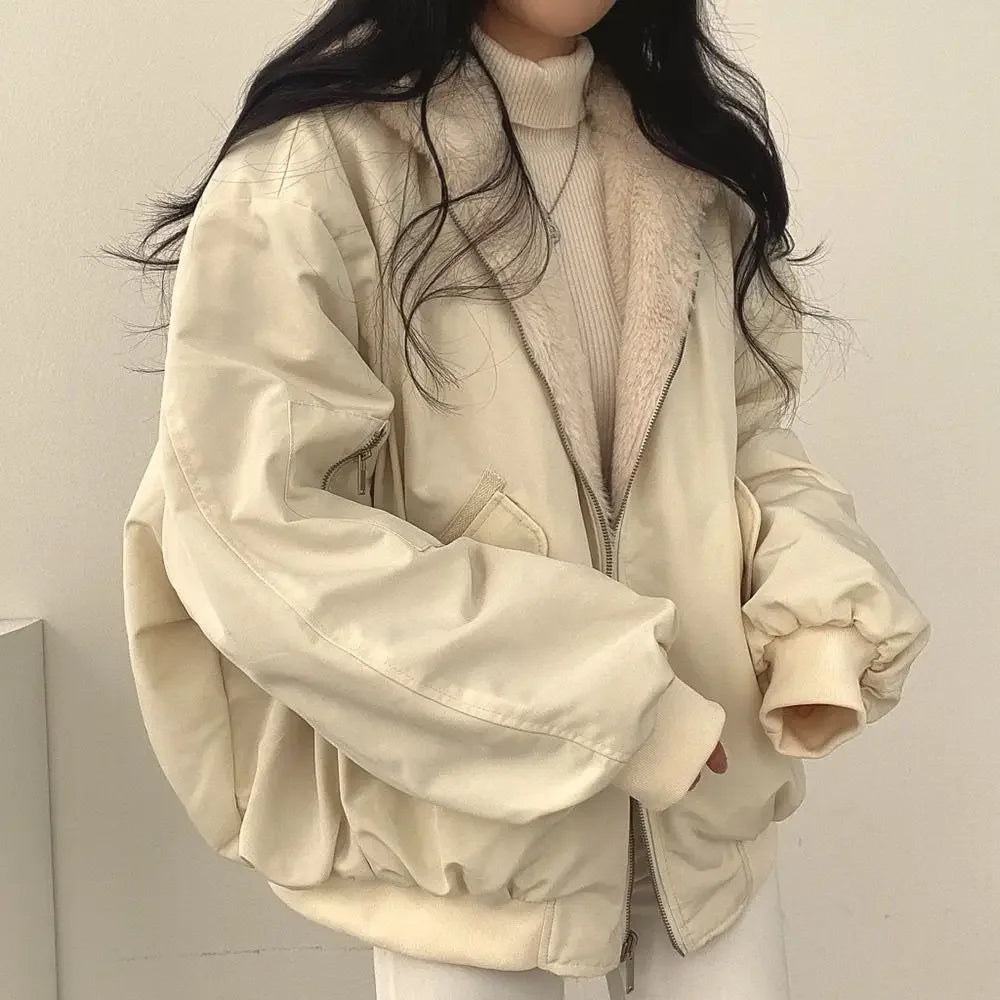2024 Autumn Thicken Parkas Women Casual Hooded Jacket Winter Comfortable Double-Layer Korean Style Simple Solid Warm Cute Coats