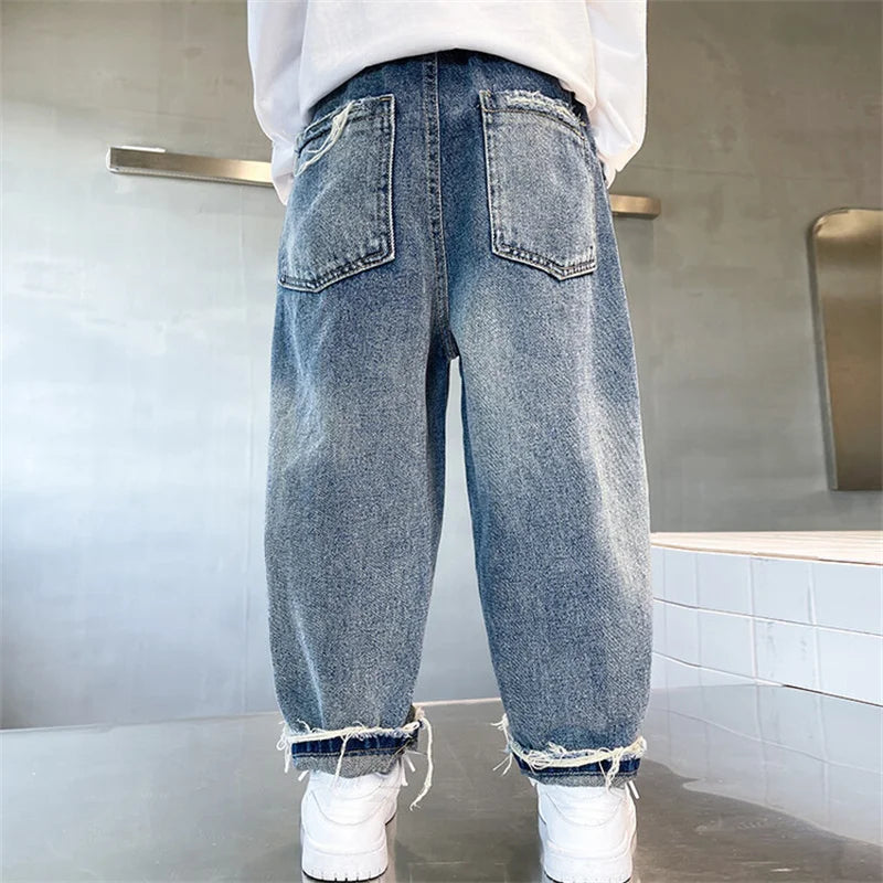 Pantalones vaqueros largos para niños, algodón, primavera otoño 2024, para bebés, adolescentes, ropa de abrigo de alta calidad.