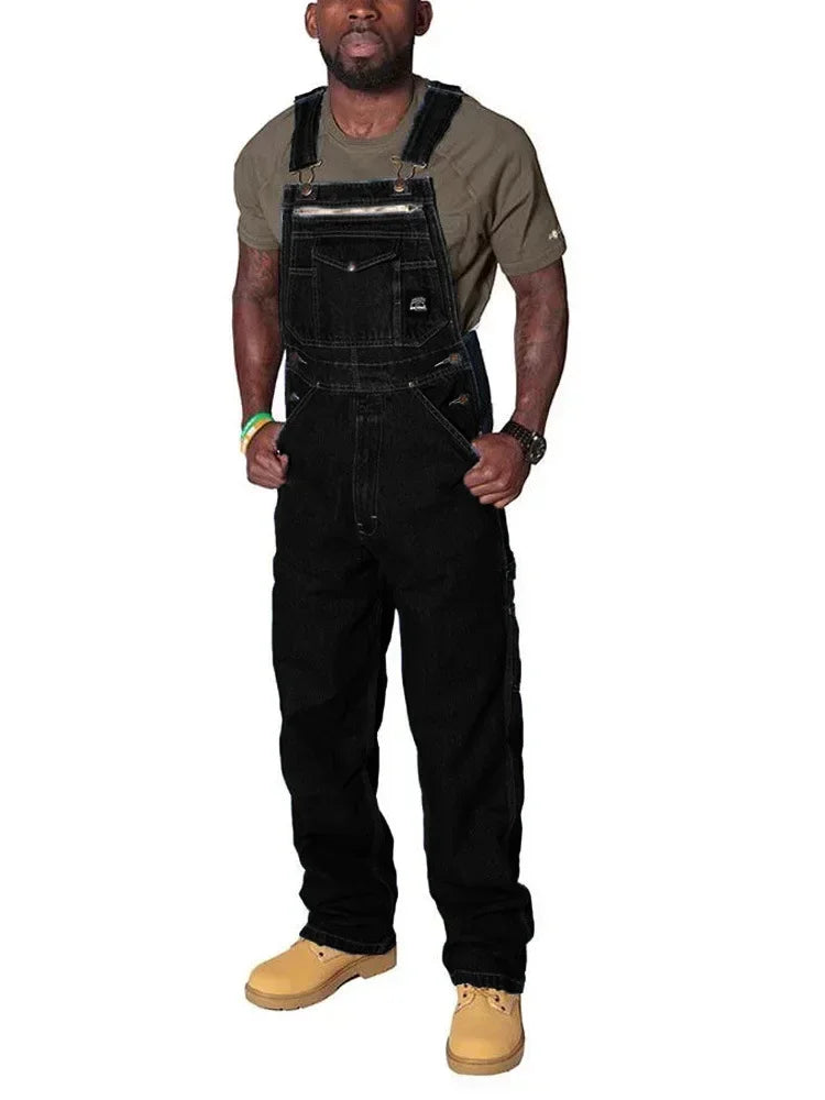 Men's Cargo Trousers Solid Jeans Overalls for Men Fashion Denim Jumpsuits Oversized Pants Men Clothing Full Length Tracksuit