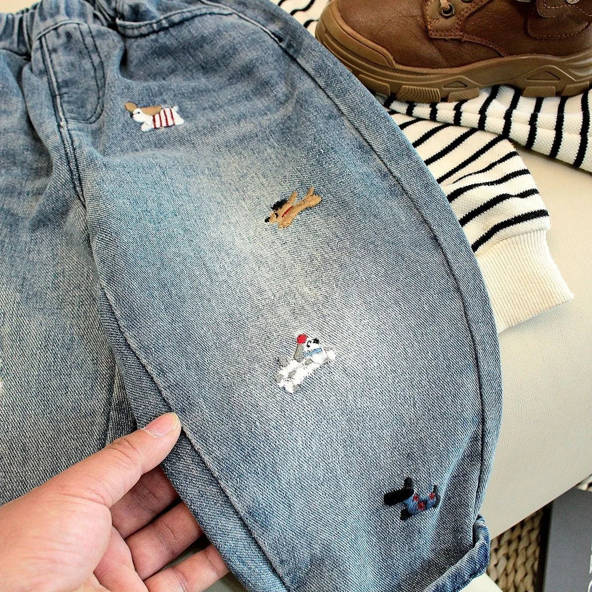 Pantalones de algodón orgánico para niños Ircomll, pantalones casuales para niños y niñas, pantalones con letras bordadas de moda para primavera y otoño, de 2 a 8 años