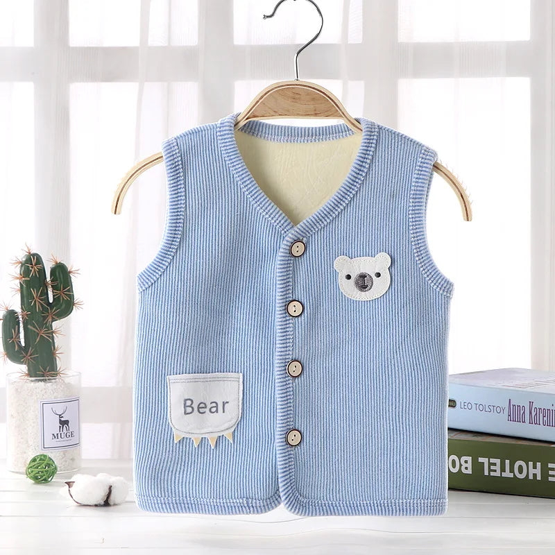 Kids Clothes Waistcoat Children's Vest Boy Girl Thicken Velvet lining Keep Warm Jackets Vest Children's Clothing Autumn Winter