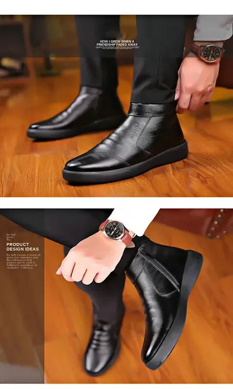 Chaussures pour hommes, nouveauté hivernale, chaussures en coton, bottes de neige décontractées imperméables en cuir épais et peluche pour hommes